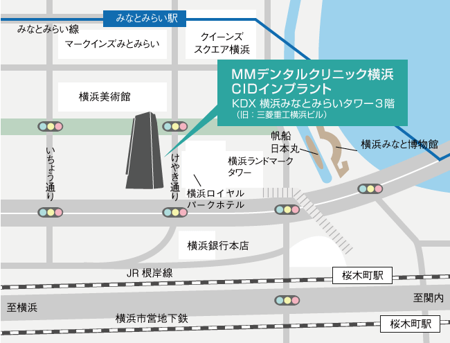 MMデンタルクリニック CIDインプラント周辺地図